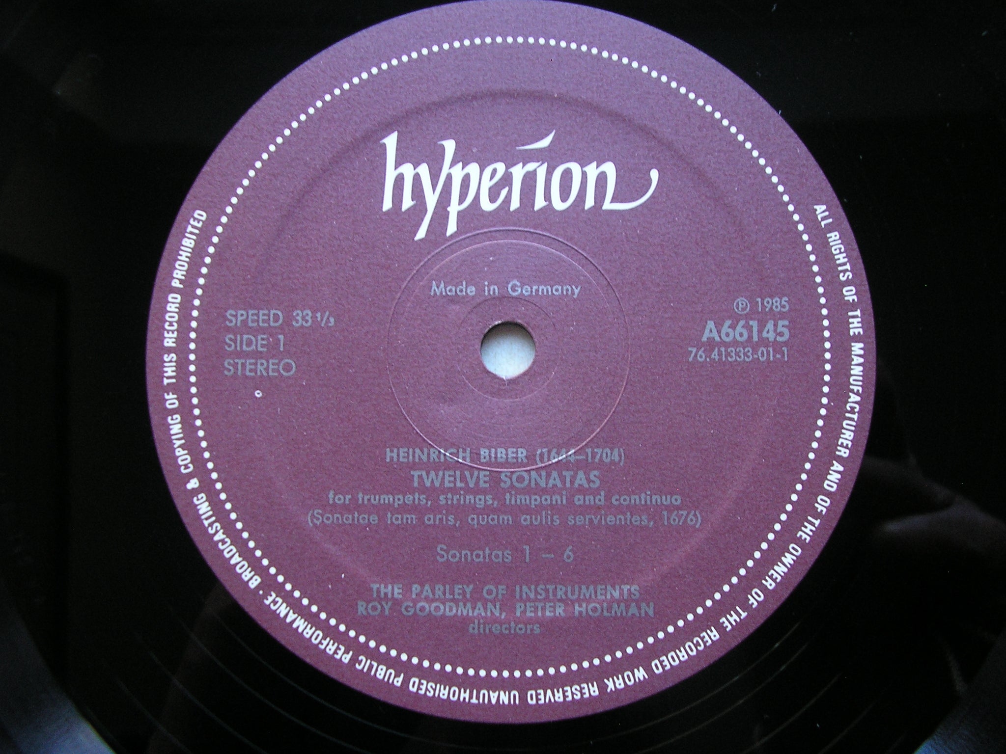 BIBER: TWELVE SONATAS FOR TRUMPETS, STRINGS & TIMPANI      THE PARLEY OF INSTRUMENTS    A66145