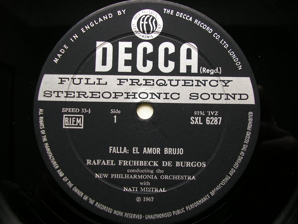 SXL 6287  FALLA / GRANADOS / RAVEL: ORCHESTRAL WORKS      DE BURGOS / NEW PHILHARMONIA    ED2