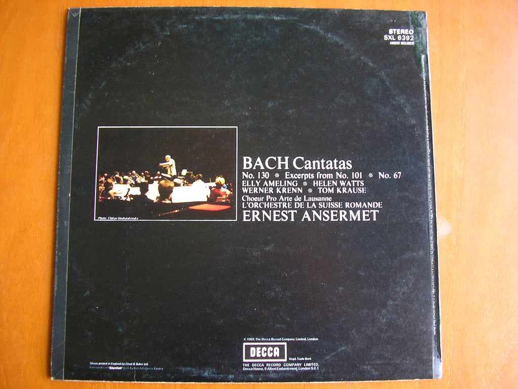 SXL 6392 BACH: CANTATAS Nos. 67 / 130 / 101 excerpts      SOLOISTS / SUISSE ROMANDE / ANSERMET     ED3