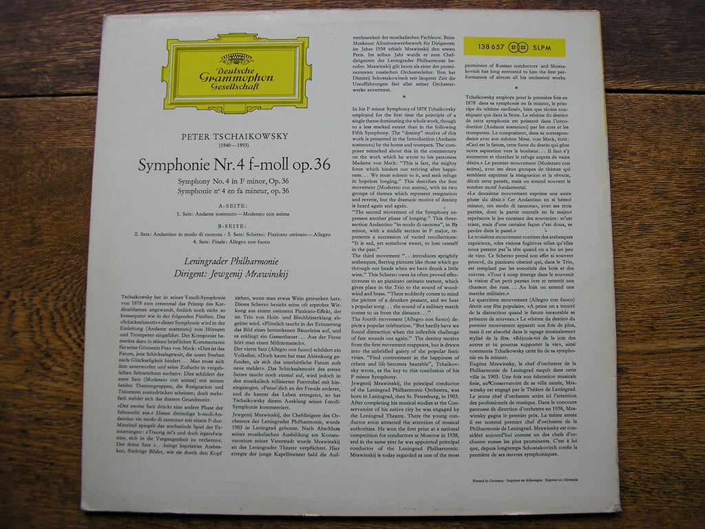 TCHAIKOVSKY: SYMPHONY No. 4  MRAVINSKY / LENINGRAD PHILHARMONIC  138 657