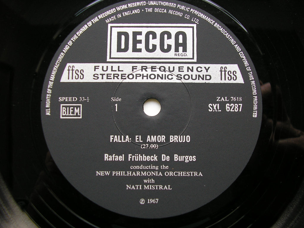 SXL 6287  FALLA / GRANADOS / RAVEL: ORCHESTRAL WORKS      DE BURGOS / NEW PHILHARMONIA      ED4