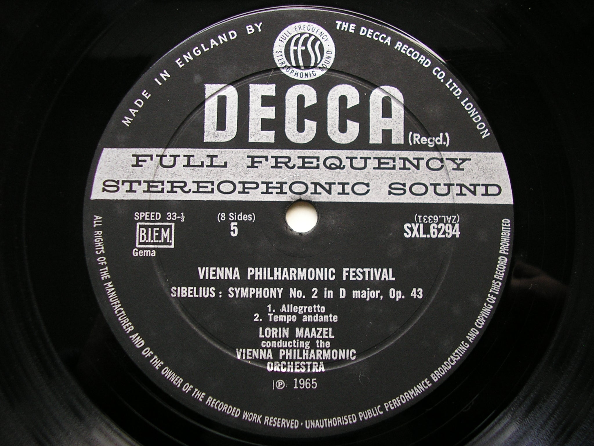 SXL 6292 / 5  VIENNA PHILHARMONIC FESTIVAL: WAGNER / SIBELIUS / SCHUBERT / BEETHOVEN    4LP     ED2