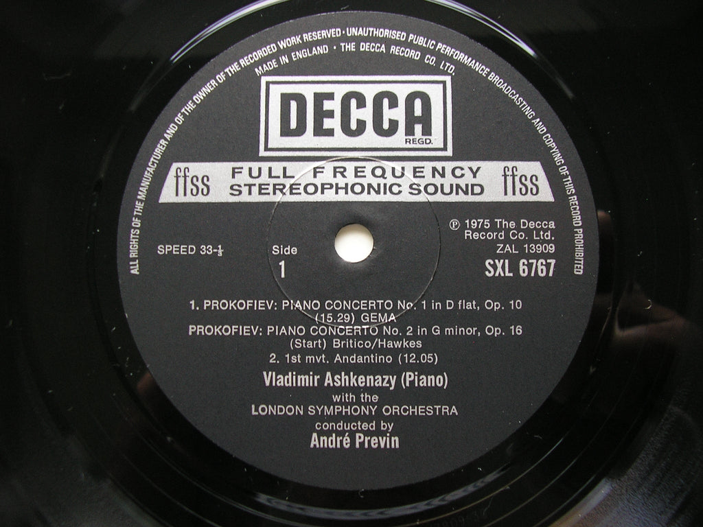 SXL 6767/69 PROKOFIEV: THE FIVE PIANO CONCERTOS / CLASSICAL SYMPHONY / AUTUMNAL   ASHKENAZY / LONDON SYMPHONY / PREVIN    3 LP