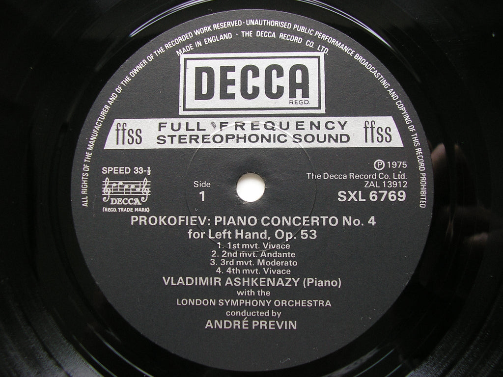 SXL 6767/69 PROKOFIEV: THE FIVE PIANO CONCERTOS / CLASSICAL SYMPHONY / AUTUMNAL   ASHKENAZY / LONDON SYMPHONY / PREVIN    3 LP
