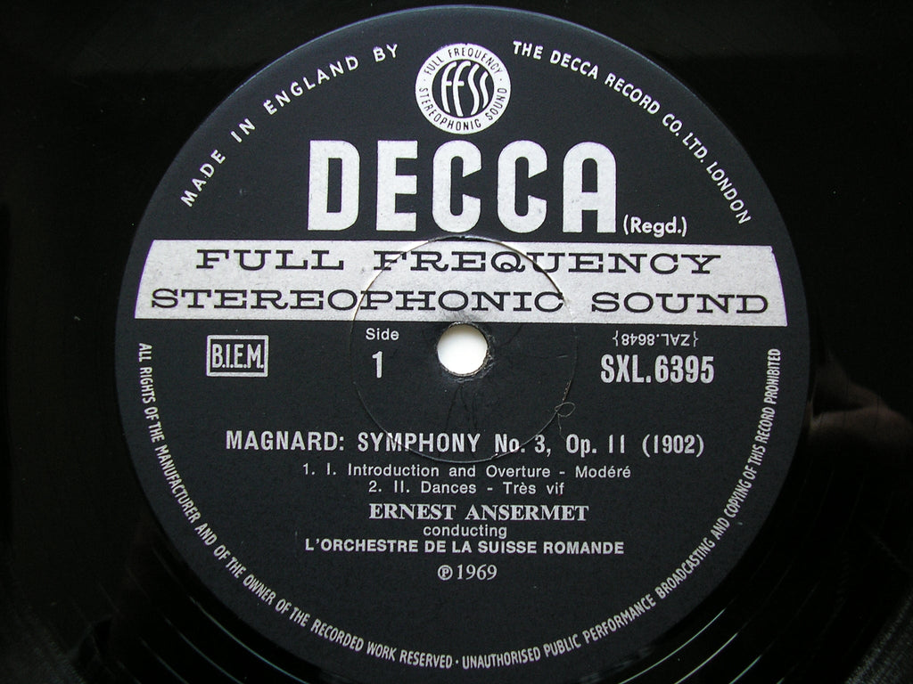 SXL 6395 MAGNARD: SYMPHONY No. 3 / LALO: SCHERZO     ANSERMET / SUISSE ROMANDE      ED3