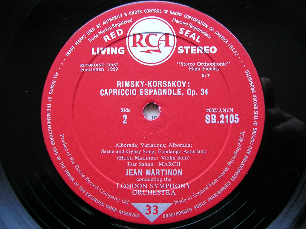BORODIN: SYMPHONY No. 2 / RIMSKY-KORSAKOV: CAPRICCIO ESPAGNOLE   MARTINON / LONDON SYMPHONY   SB 2105