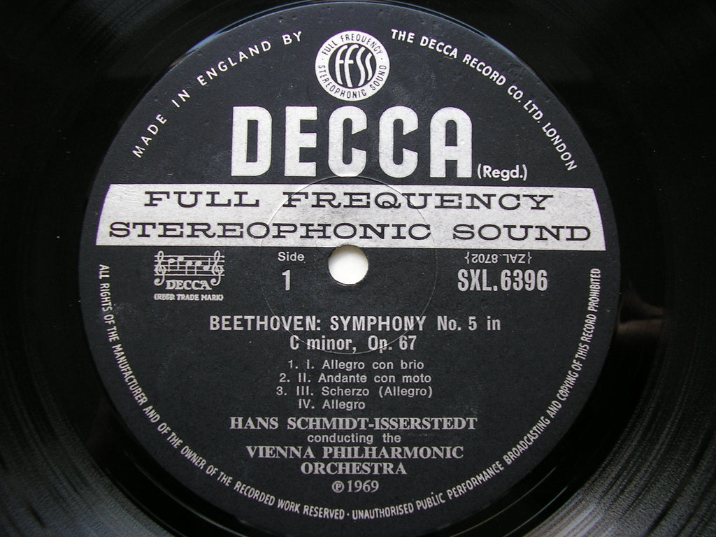 SXL 6396 BEETHOVEN: SYMPHONIES Nos. 5 & 8      SCHMIDT-ISSERSTEDT / VIENNA PHILHARMONIC      ED3