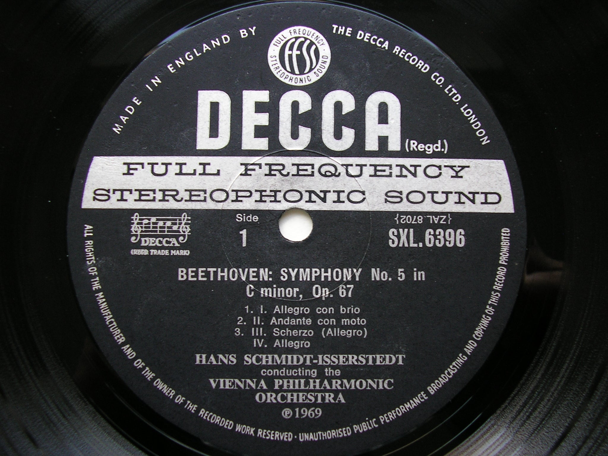 SXL 6396 BEETHOVEN: SYMPHONIES Nos. 5 & 8      SCHMIDT-ISSERSTEDT / VIENNA PHILHARMONIC      ED3