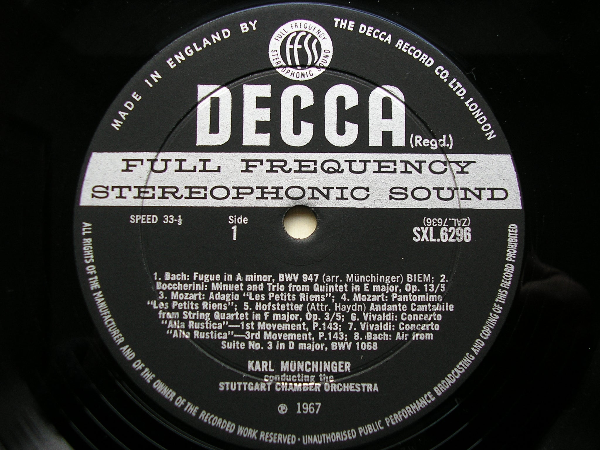 SXL 6296  MUNCHINGER MINIATURES: ENCORE PIECES     MUNCHINGER / STUTTGART CHAMBER ORCHESTRA    ED2