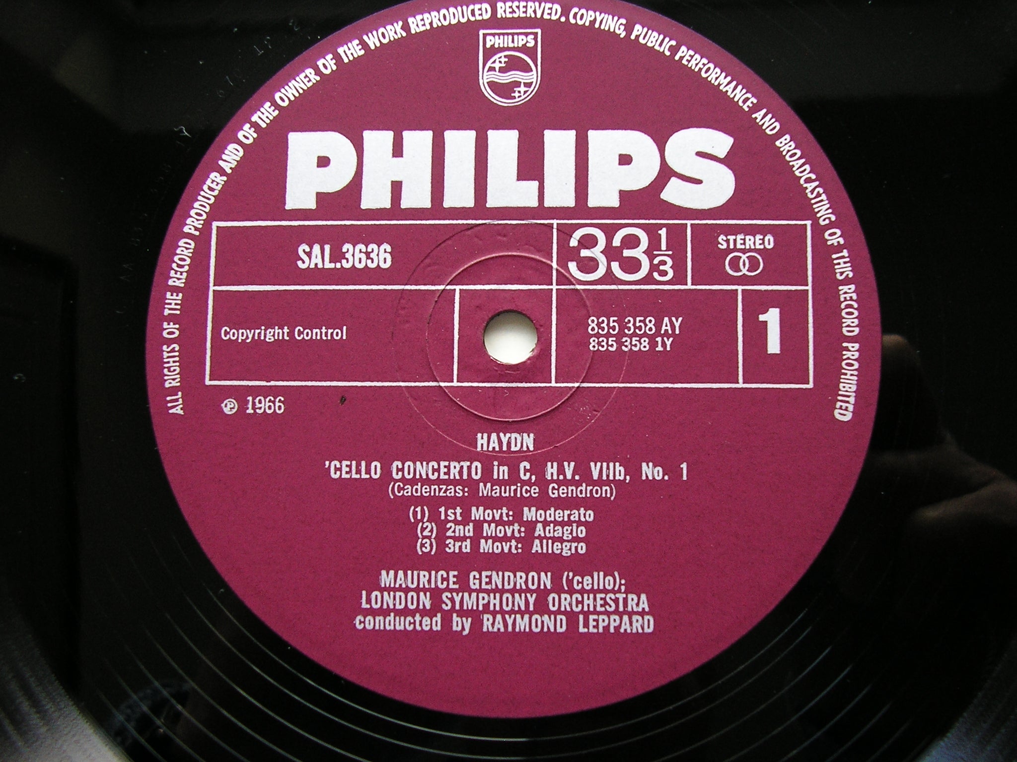 HAYDN & BOCCHERINI: CELLO CONCERTOS      GENDRON / LONDON SYMPHONY / LEPPARD     SAL 3636