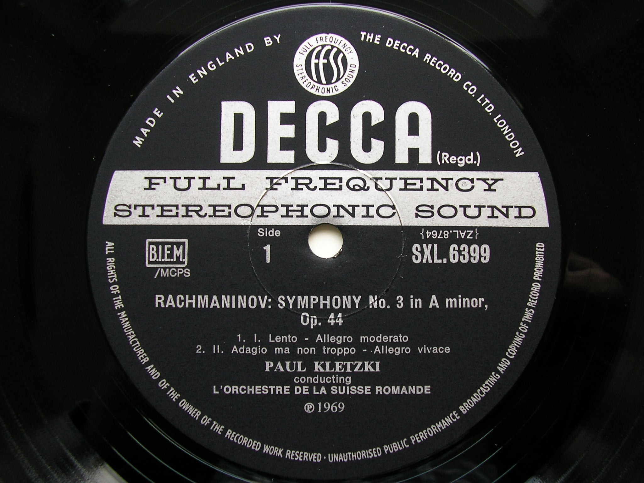 SXL 6399 RACHMANINOV: SYMPHONY No. 3 / MUSSORGSKY: NIGHT ON BARE MOUNTAIN      KLETZKI / SUISSE ROMANDE      ED3