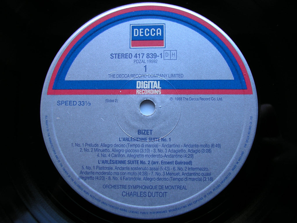 BIZET: L'ARLESIENNE SUITES Nos. 1 & 2 / CARMEN Suites Nos. 1 & 2    DUTOIT / MONTREAL SYMPHONY    417 839