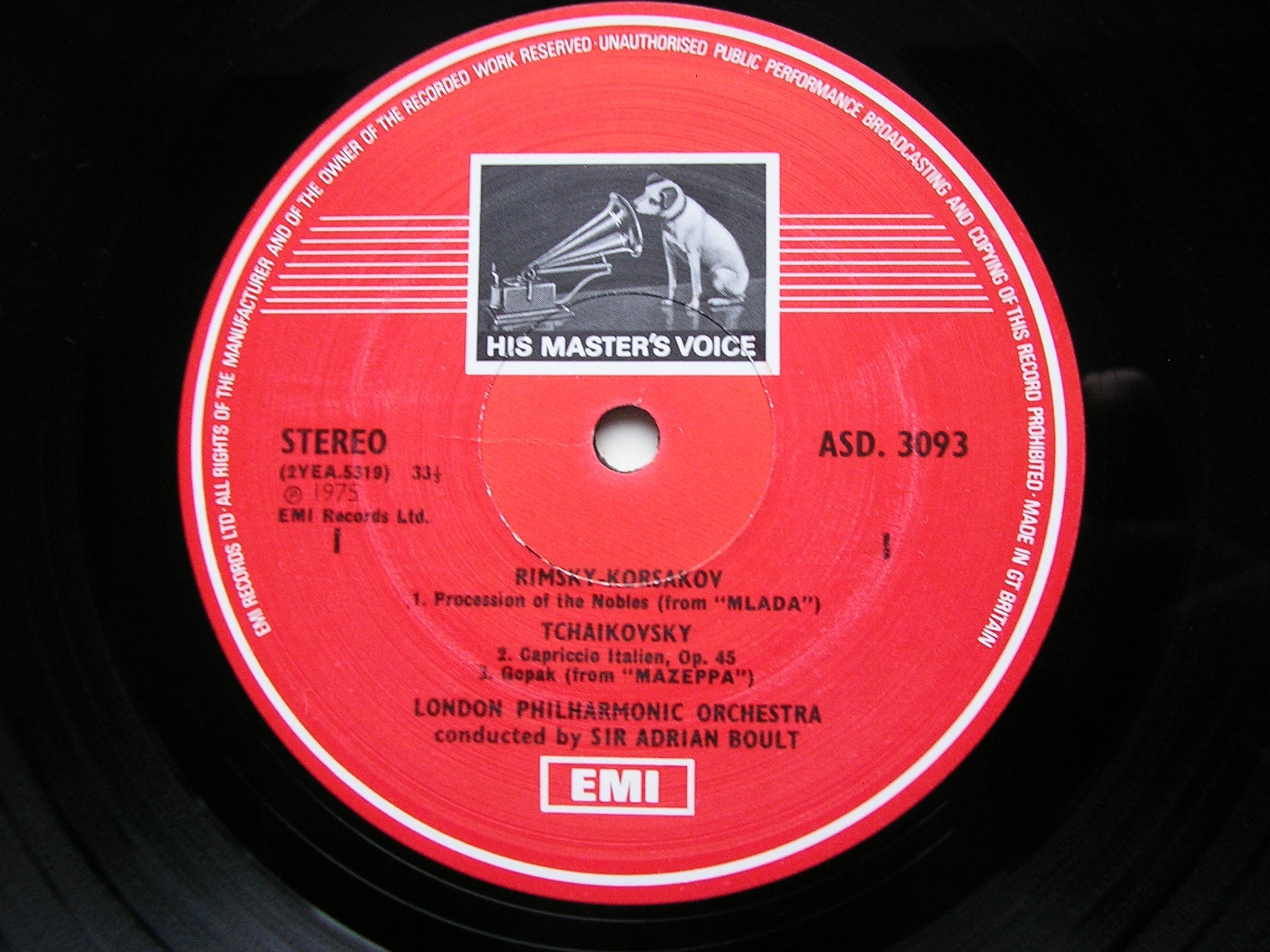 TCHAIKOVSKY: CAPRICCIO ITALIEN / RIMSKY-KORSAKOV: CAPRICCIO ESPAGNOL     BOULT / LONDON PHILHARMONIC   ASD 3093