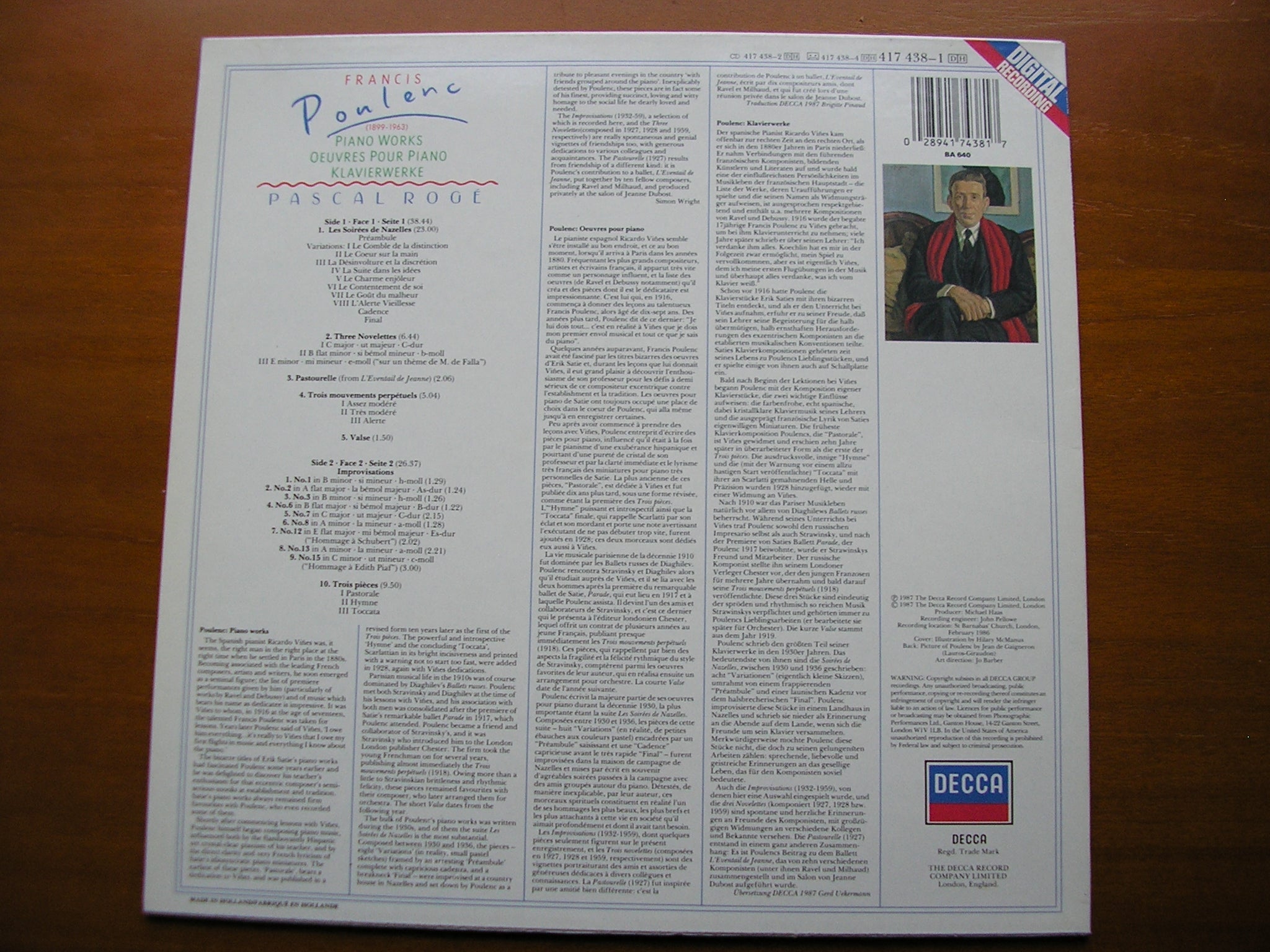 POULENC: PIANO MUSIC      PASCAL ROGE     417 438