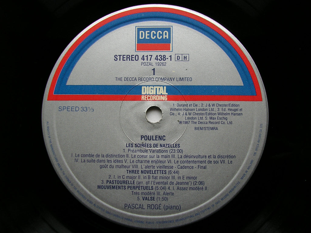 POULENC: PIANO MUSIC      PASCAL ROGE     417 438