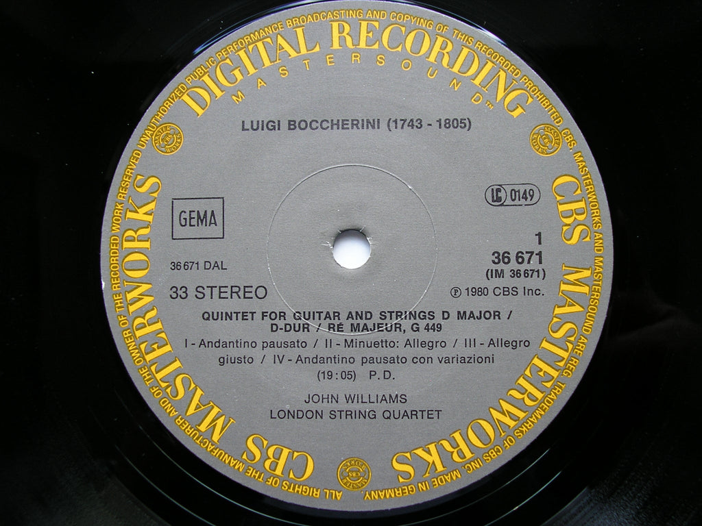 BOCCHERINI: GUITAR QUINTETS G 449 / G 450 / GUSTAVINO: LAS PRESENCIAS No. 6      WILLIAMS / LONDON STRING QUARTET    36671