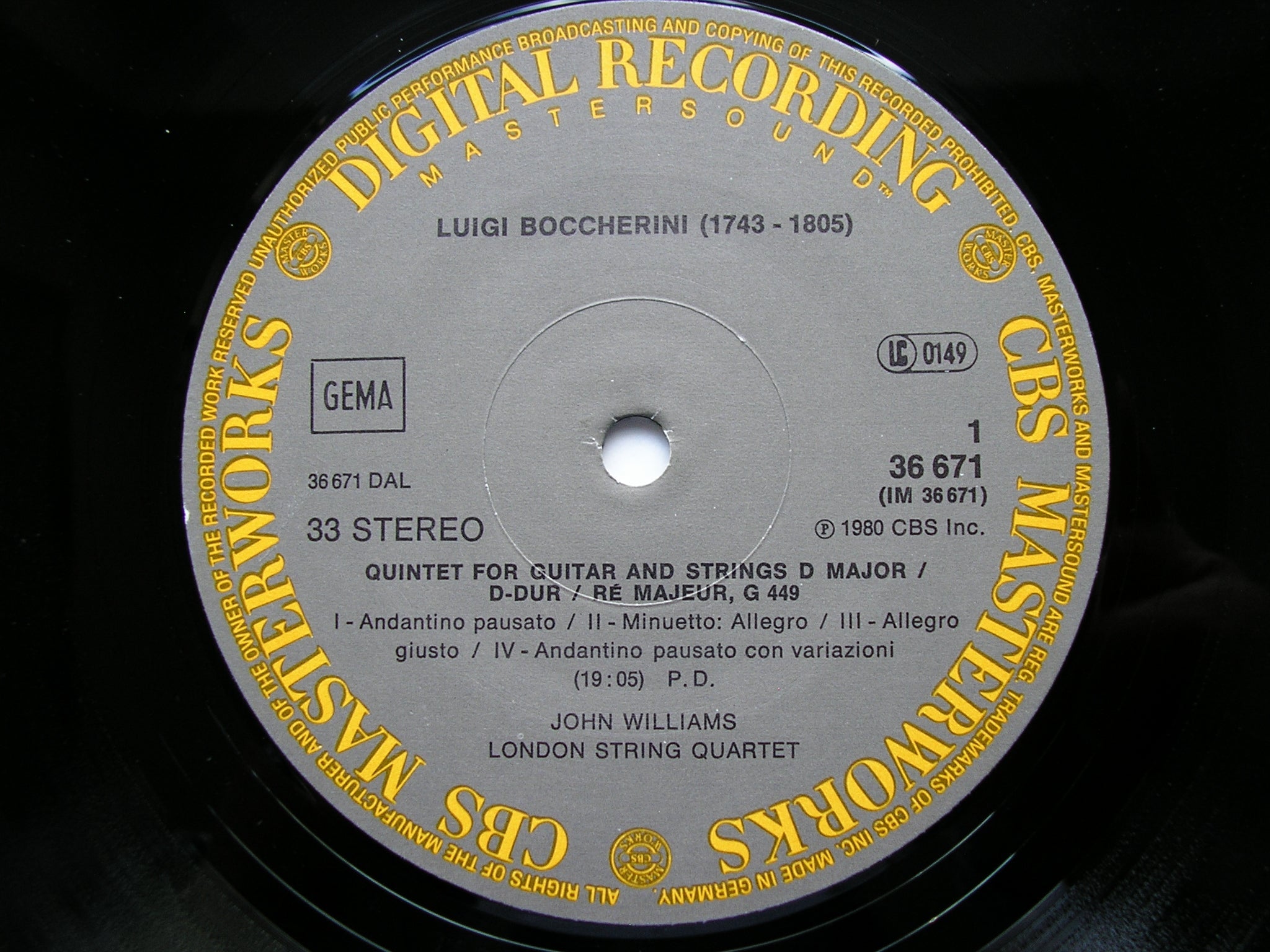 BOCCHERINI: GUITAR QUINTETS G 449 / G 450 / GUSTAVINO: LAS PRESENCIAS No. 6      WILLIAMS / LONDON STRING QUARTET    36671