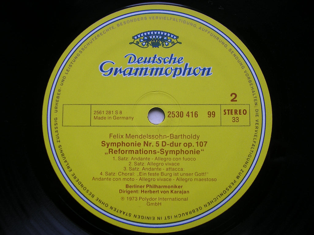 MENDELSSOHN: THE FIVE SYMPHONIES / OVERTURE The Hebrides    KARAJAN / BERLIN PHILHARMONIC    4 LP