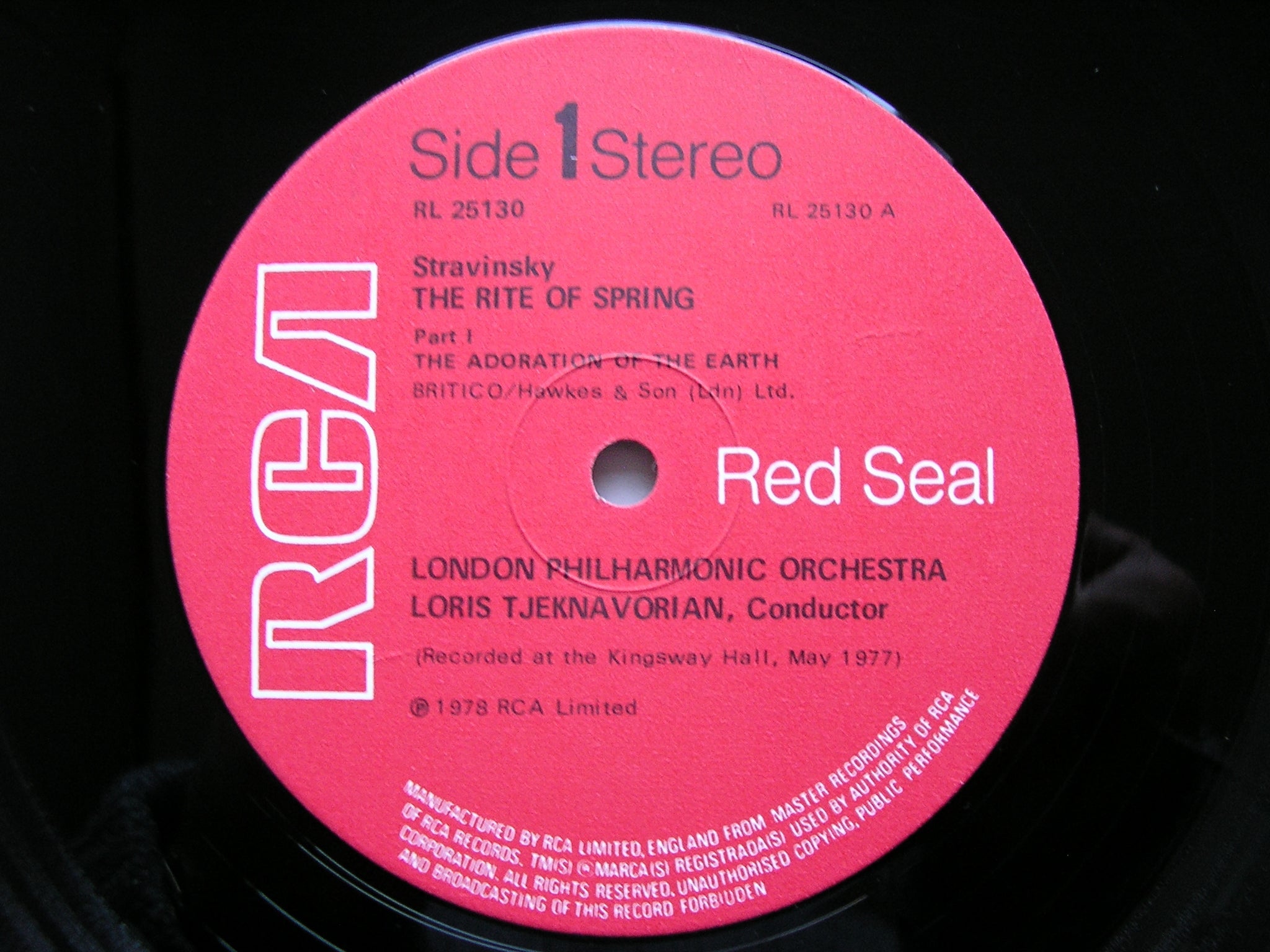 STRAVINSKY: THE RITE OF SPRING   TJEKNAVORIAN / LONDON PHILHARMONIC   RL 25130