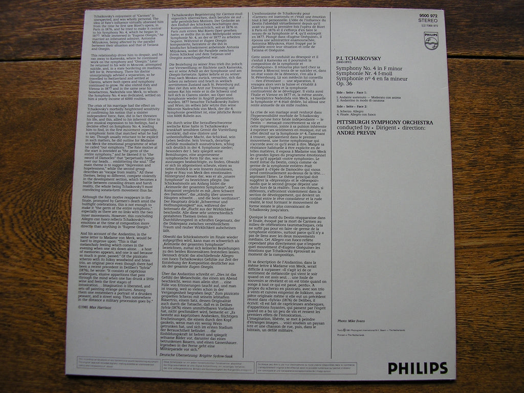 TCHAIKOVSKY: SYMPHONY No. 4   PREVIN / PITTSBURGH SYMPHONY  9500 972