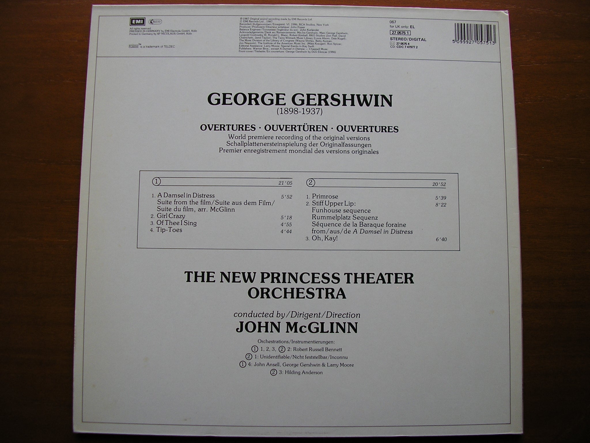 GERSHWIN: OVERTURES / SUITE from 'A Damsel in Distress'   McGLINN / NEW PRINCESS THEATRE ORCHESTRA   EL 270575
