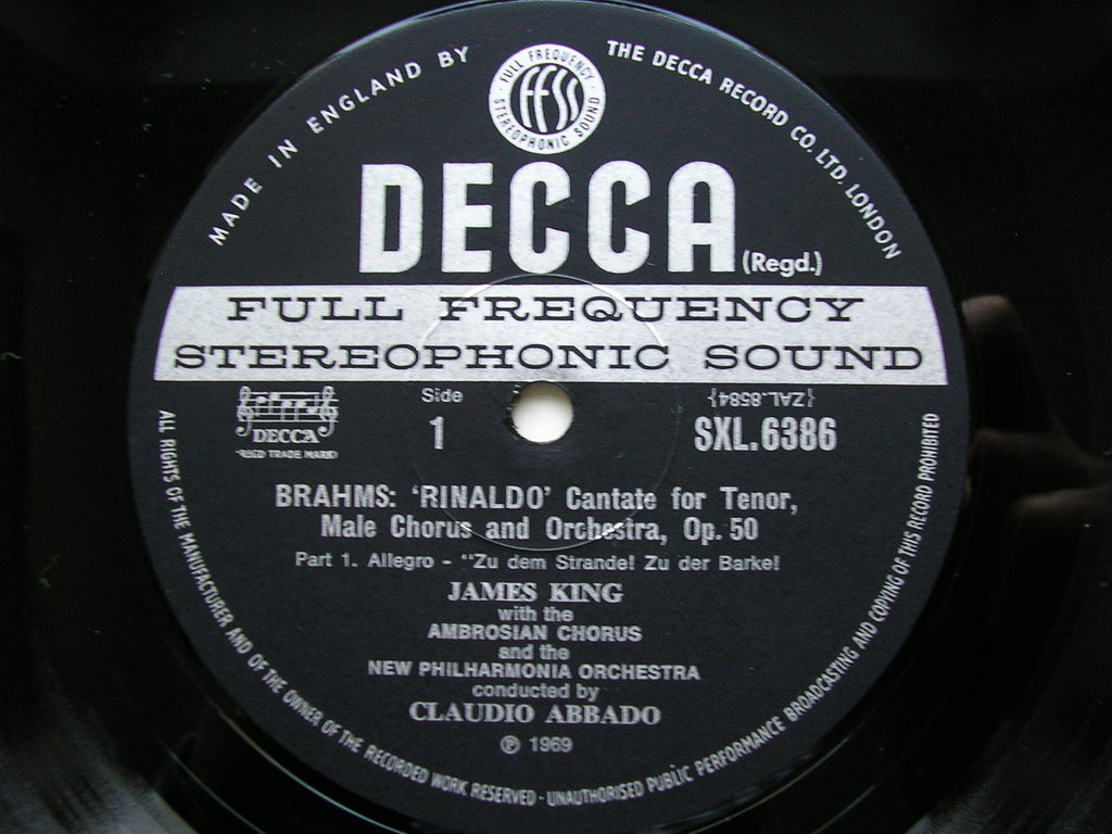 SXL 6386 BRAHMS: RINALDO / SONG OF DESTINY     KING / NEW PHILHARMONIA / ABBADO       ED3
