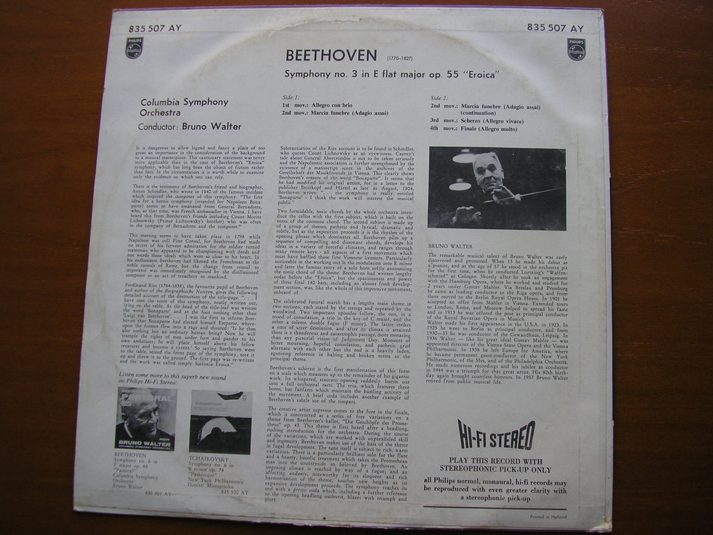 BEETHOVEN: SYMPHONY No. 3 'Eroica'     WALTER / COLUMBIA SYMPHONY   835 507 AY