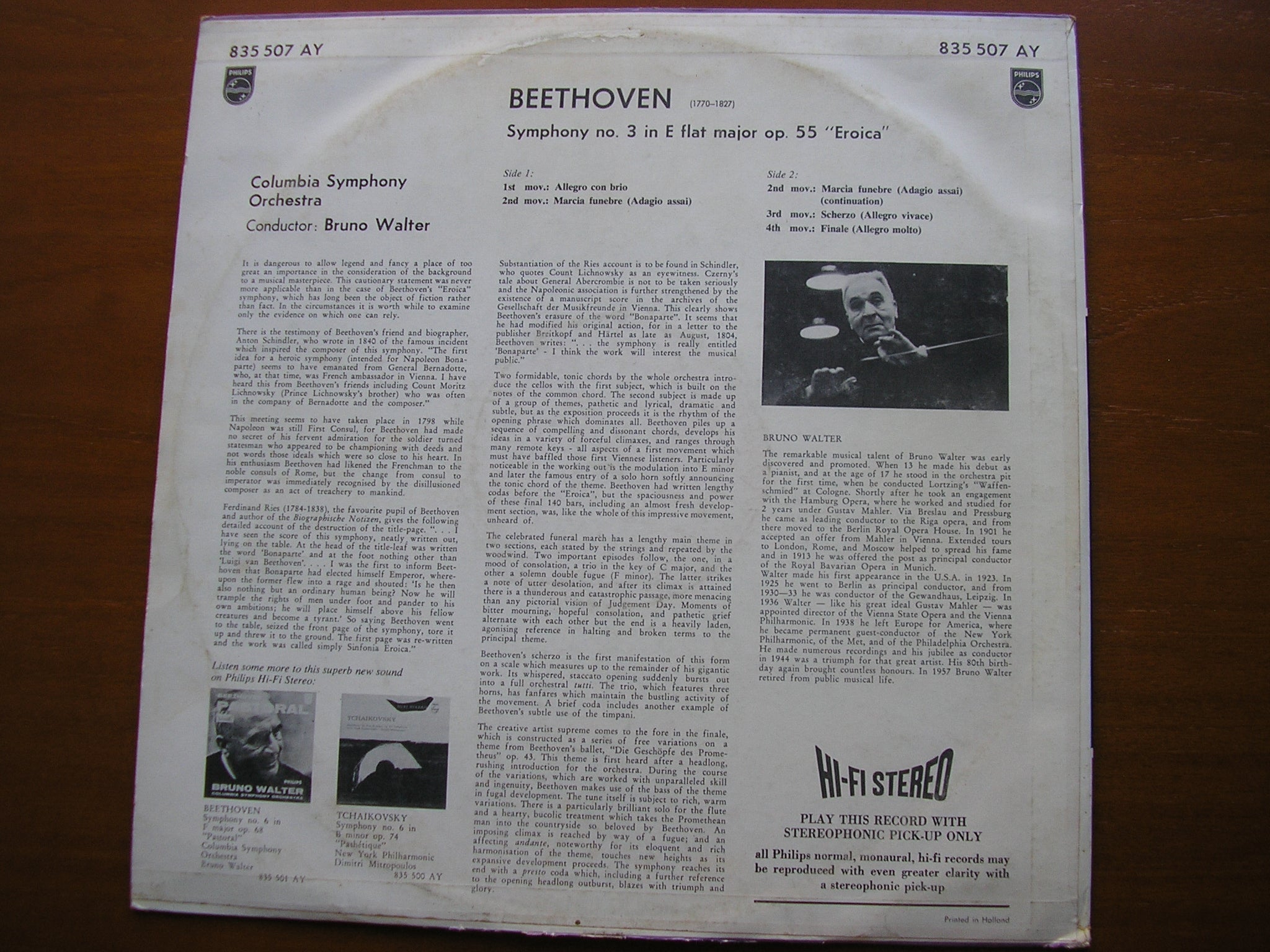 BEETHOVEN: SYMPHONY No. 3 'Eroica'     WALTER / COLUMBIA SYMPHONY   835 507 AY