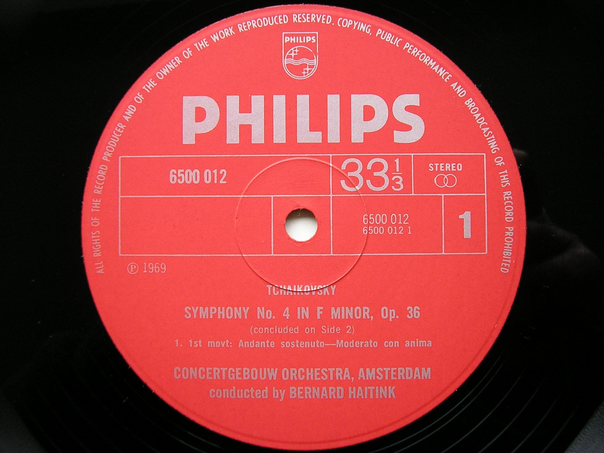 TCHAIKOVSKY: SYMPHONY No. 4   HAITINK / CONCERTGEBOUW ORCHESTRA   6500 012