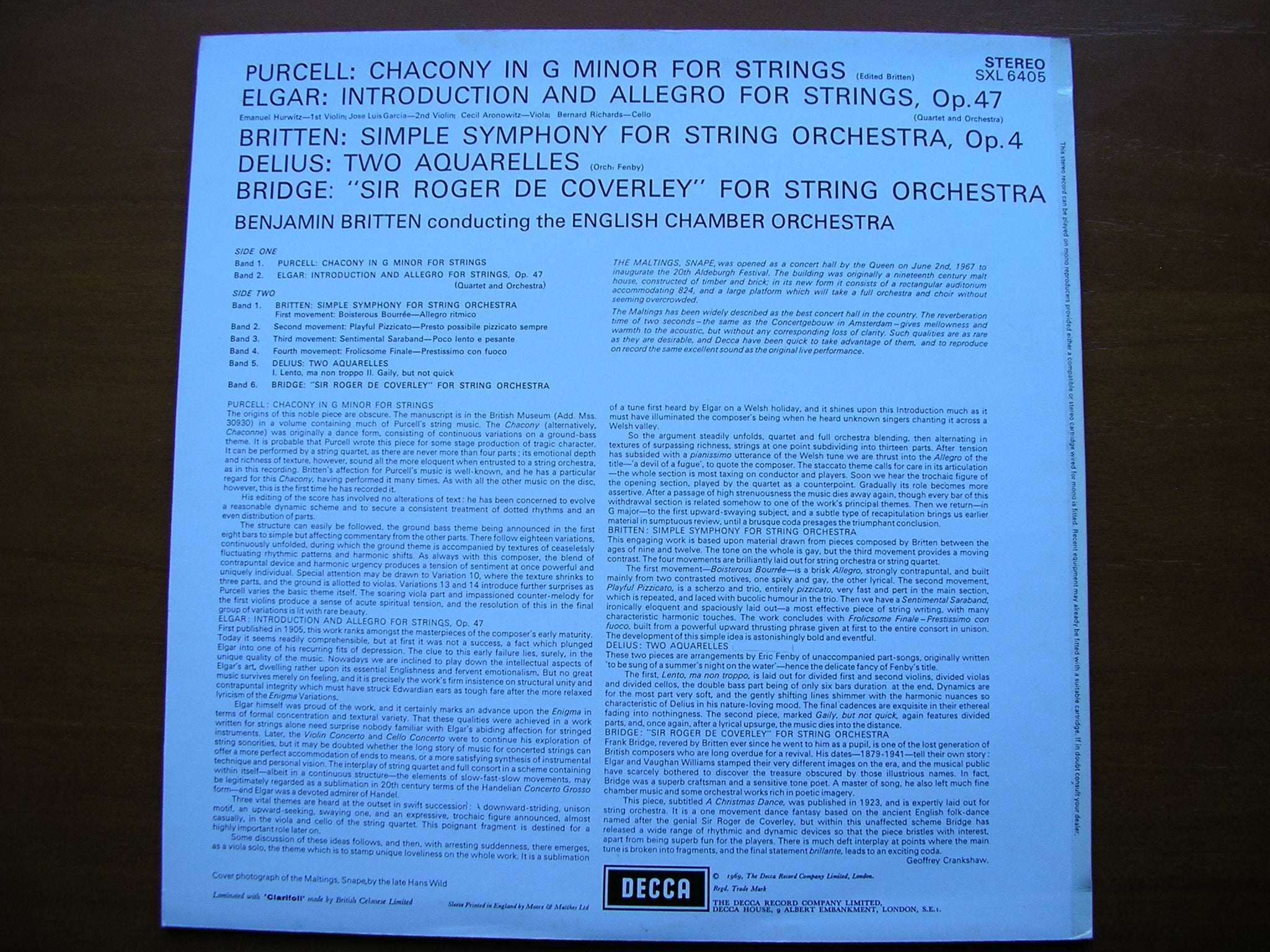 SXL 6405 BRITTEN CONDUCTS ENGLISH MUSIC FOR STRINGS      ENGLISH CHAMBER ORCHESTRA     ED3
