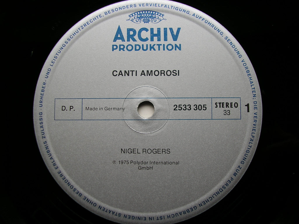CANTI AMOROSI: CACCINI / PERI / DA GAGLIANO / SARACINI / CALESTANI / d'INDIA      NIGEL ROGERS    2533 305