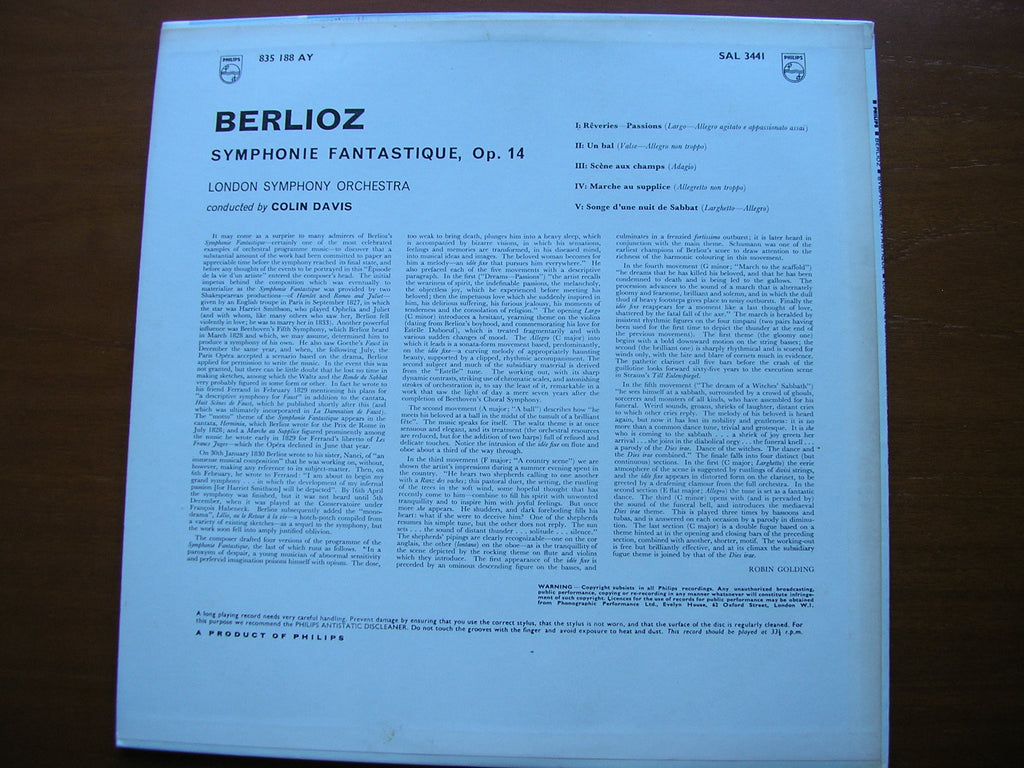 BERLIOZ: SYMPHONIE FANTASTIQUE      DAVIS / LONDON SYMPHONY   SAL 3441