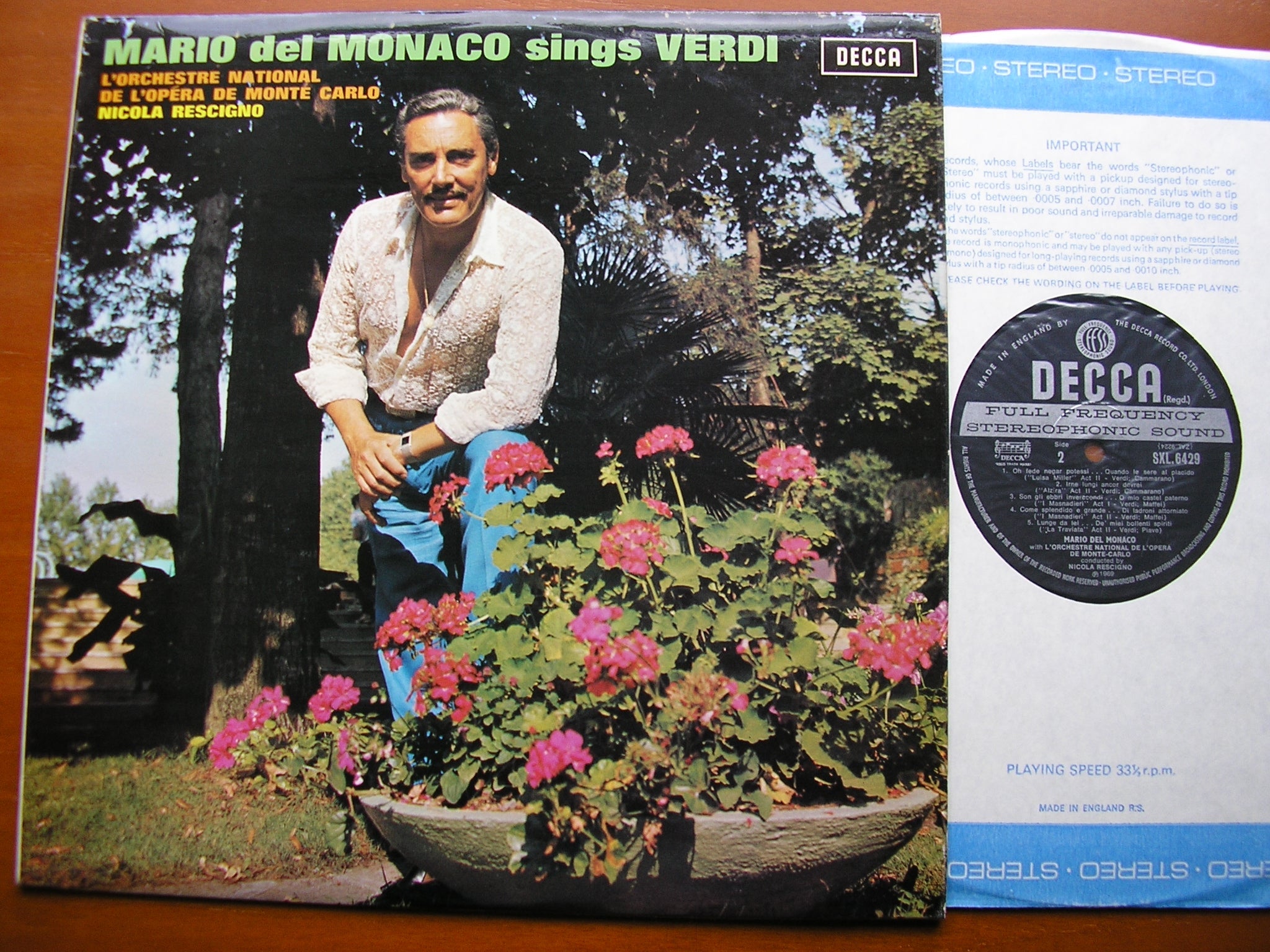 SXL 6429 MARIO DEL MONACO SINGS VERDI MONTE CARLO OPERA ORCHESTRA / RESCIGNO