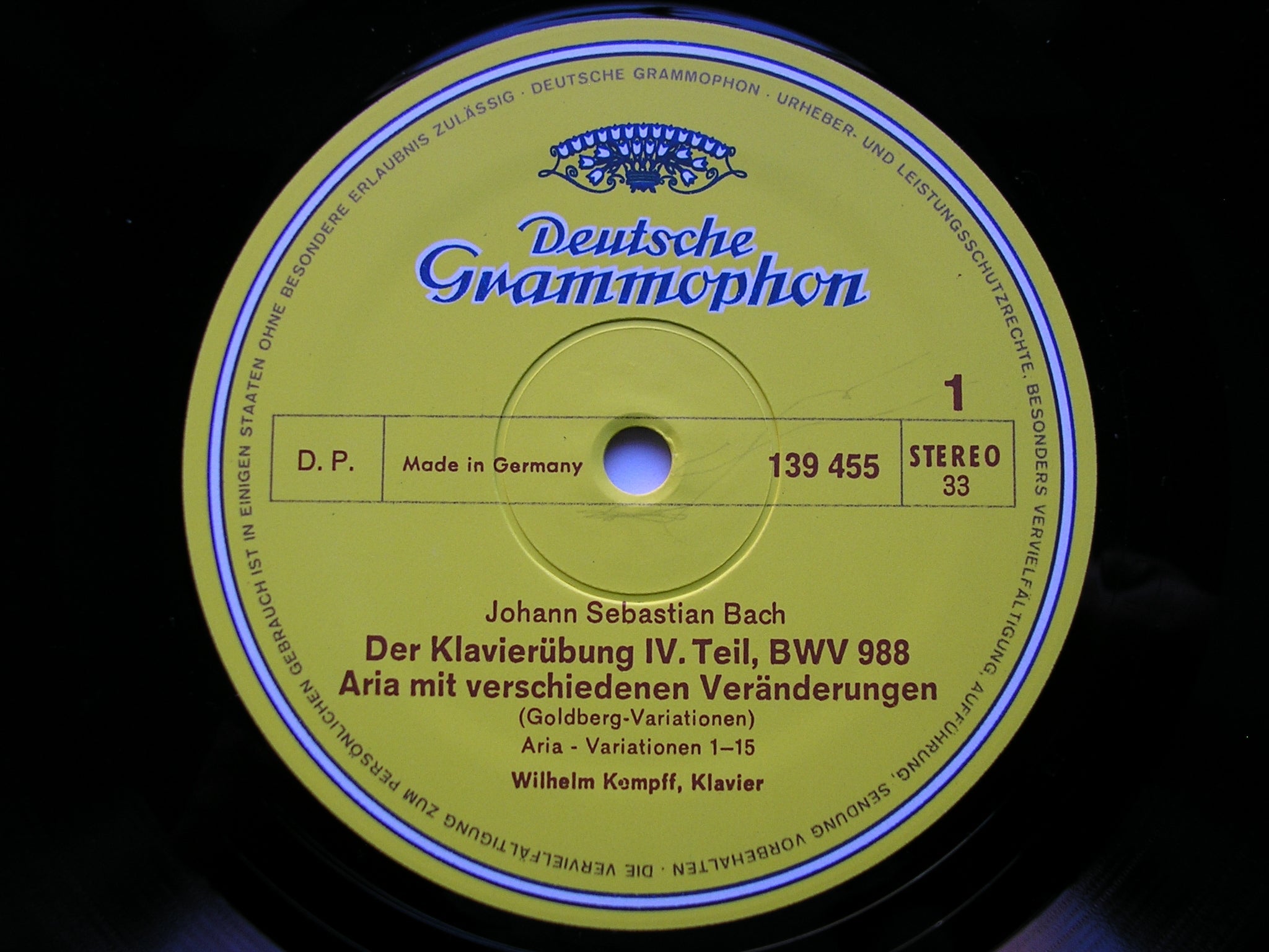 BACH: GOLDBERG VARIATIONS      WILHELM KEMPFF     139 455