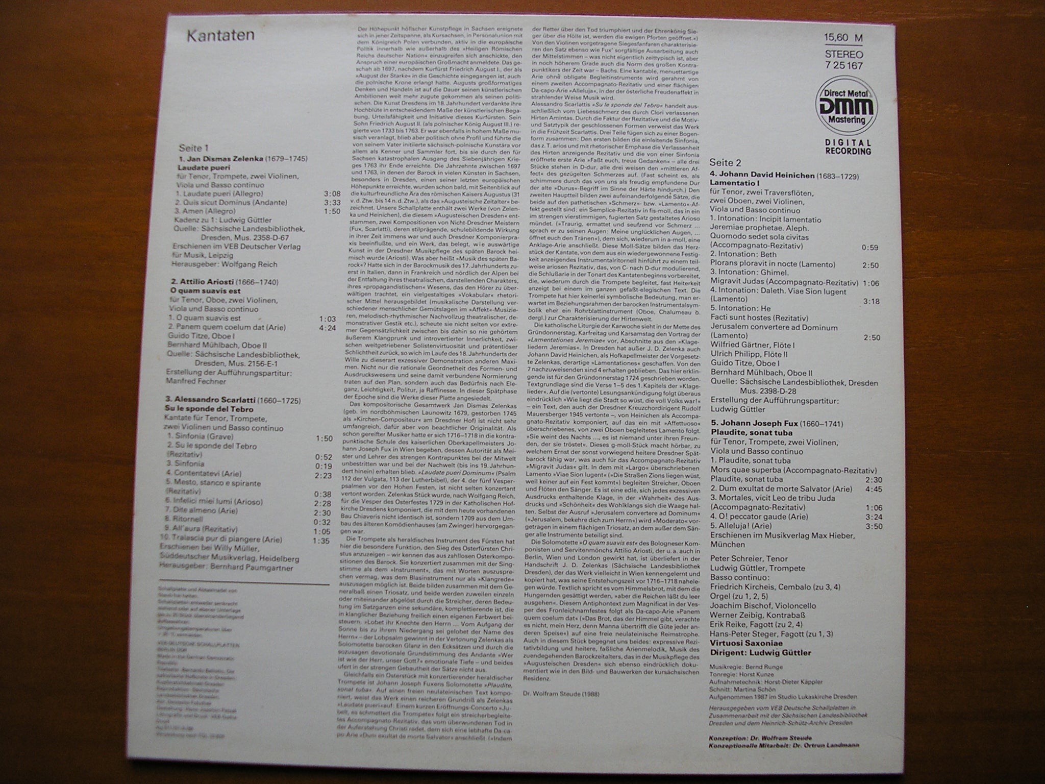 CANTATAS FROM THE COURT OF DRESDEN: ARIOSTI / FUX / ZELENKA / SCARLATTI      SCHREIER / VIRTUOSI SAXONIAE / GUTTLER    7 25 167
