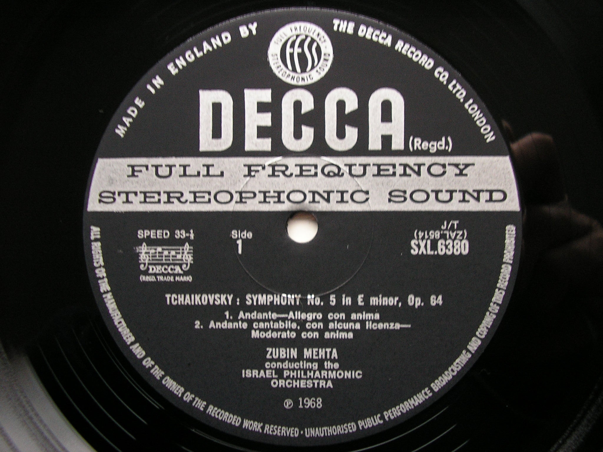 SXL 6380 TCHAIKOVSKY: SYMPHONY No. 5 MEHTA / ISRAEL PHILHARMONIC