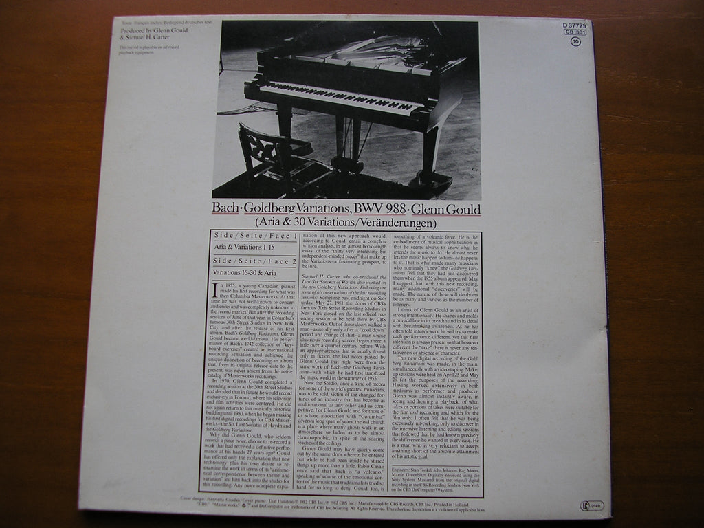 BACH: GOLDBERG VARIATIONS     GLENN GOULD       D37779