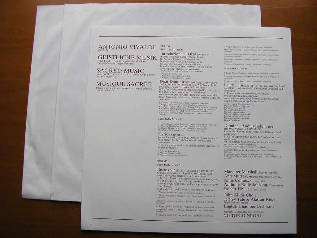 VIVALDI: COMPLETE SACRED CHORAL MUSIC     SOLOISTS / ENGLISH CHAMBER ORCHESTRA / NEGRI      6700 116