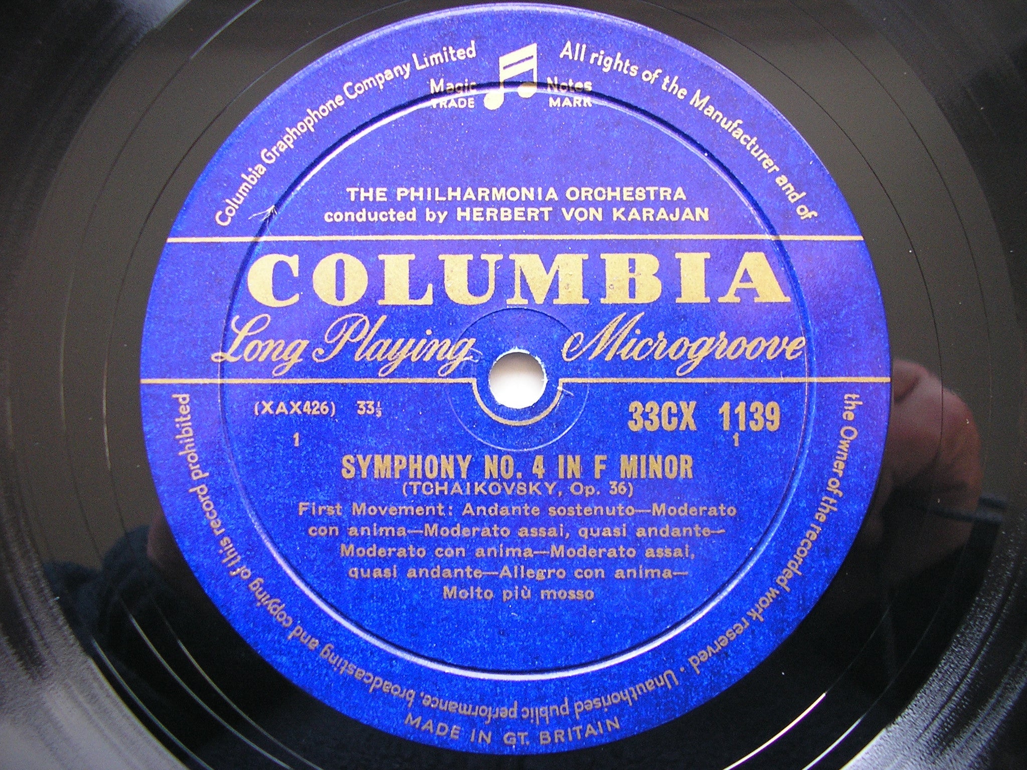 TCHAIKOVSKY: SYMPHONY No. 4  KARAJAN / PHILHARMONIA  33CX 1139