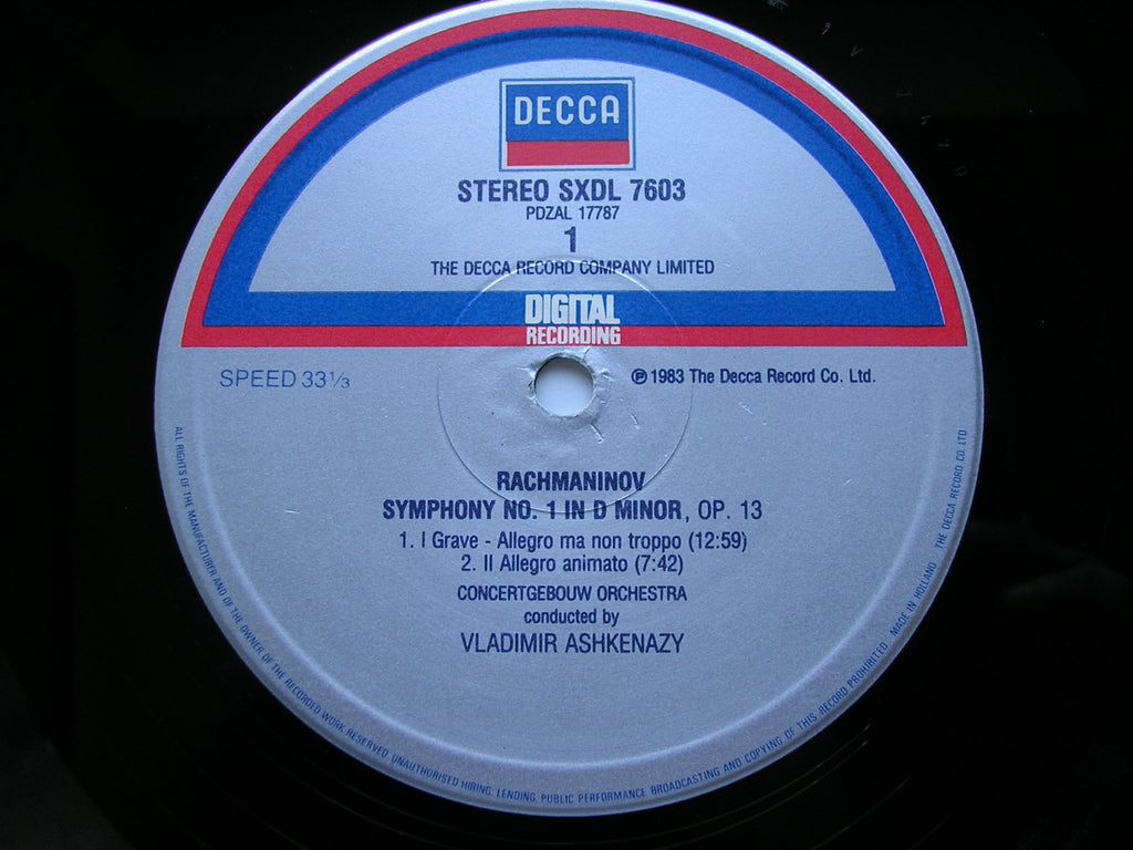 RACHMANINOV: SYMPHONIES 1 / 2 / 3 & YOUTH SYMPHONY      ASHKENAZY / CONCERTGEBOUW ORCHESTRA    3 LP