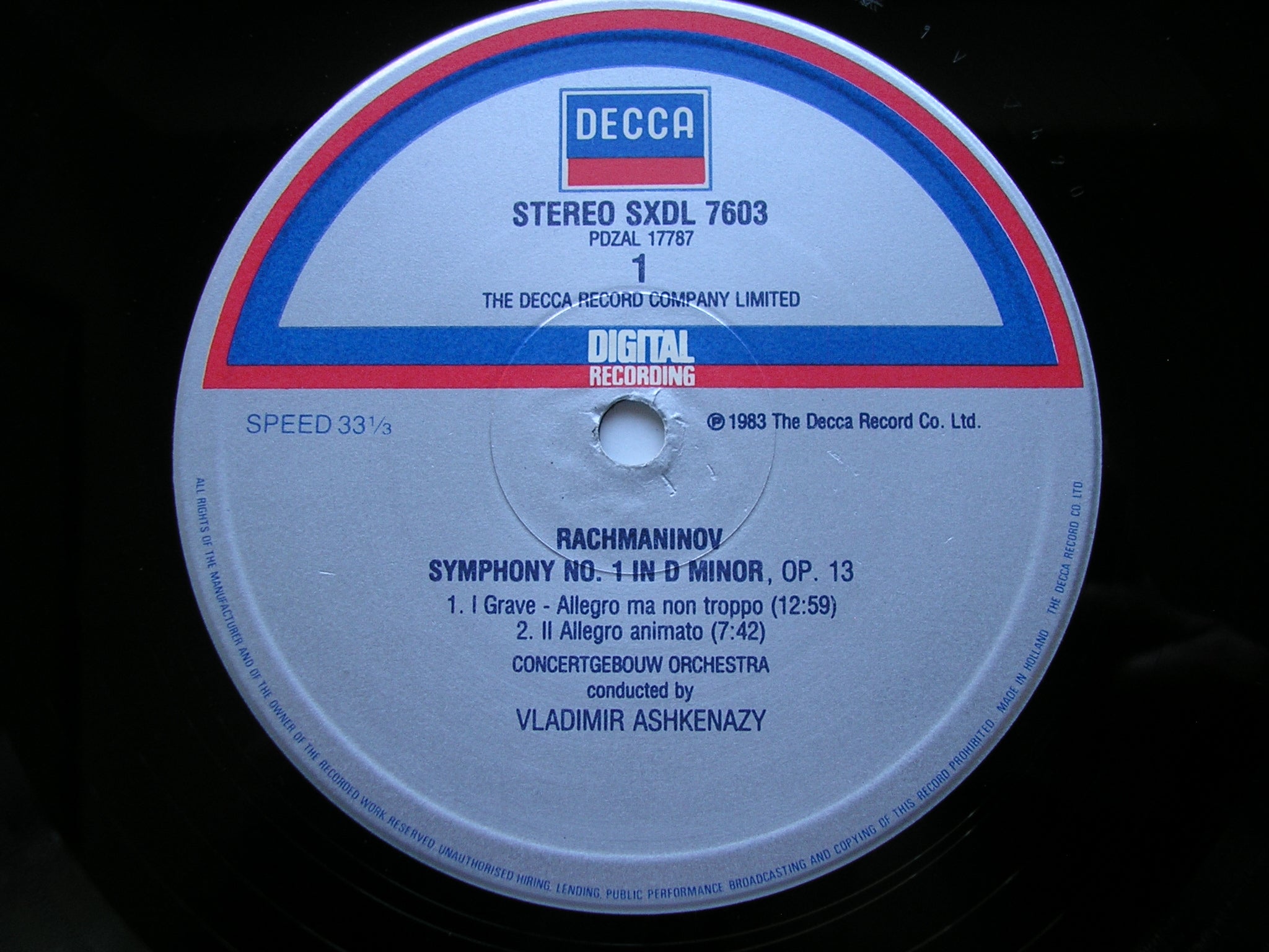 RACHMANINOV: SYMPHONIES 1 / 2 / 3 & YOUTH SYMPHONY      ASHKENAZY / CONCERTGEBOUW ORCHESTRA    3 LP