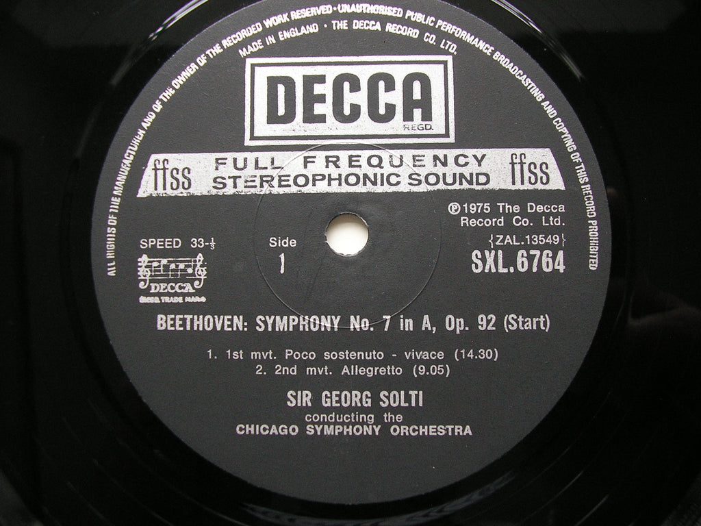 SXL 6764 SXL 6764 BEETHOVEN: SYMPHONY No. 7 / OVERTURE 'Coriolan' SOLTI / CHICAGO SYMPHONY