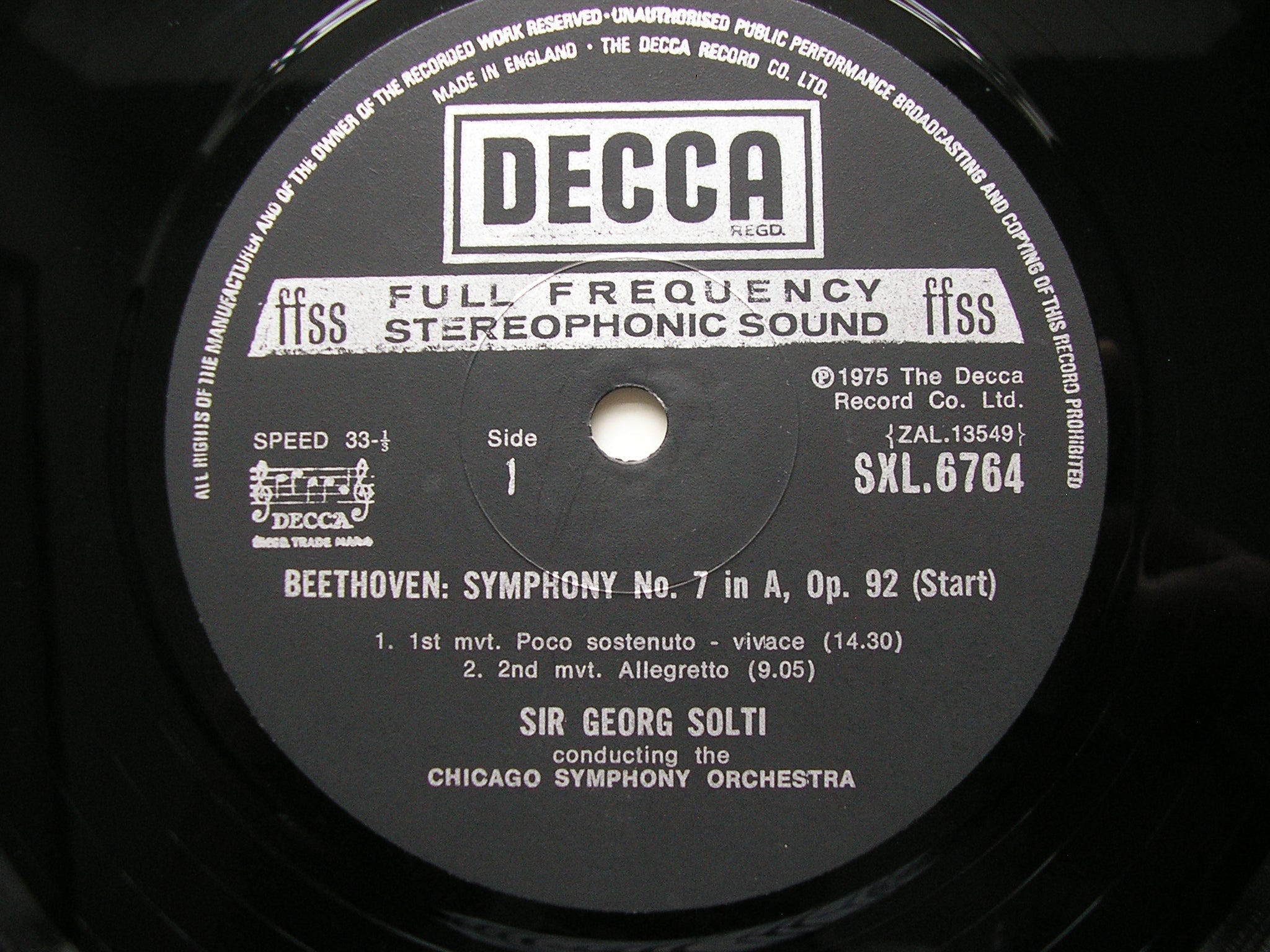SXL 6764 SXL 6764 BEETHOVEN: SYMPHONY No. 7 / OVERTURE 'Coriolan' SOLTI / CHICAGO SYMPHONY