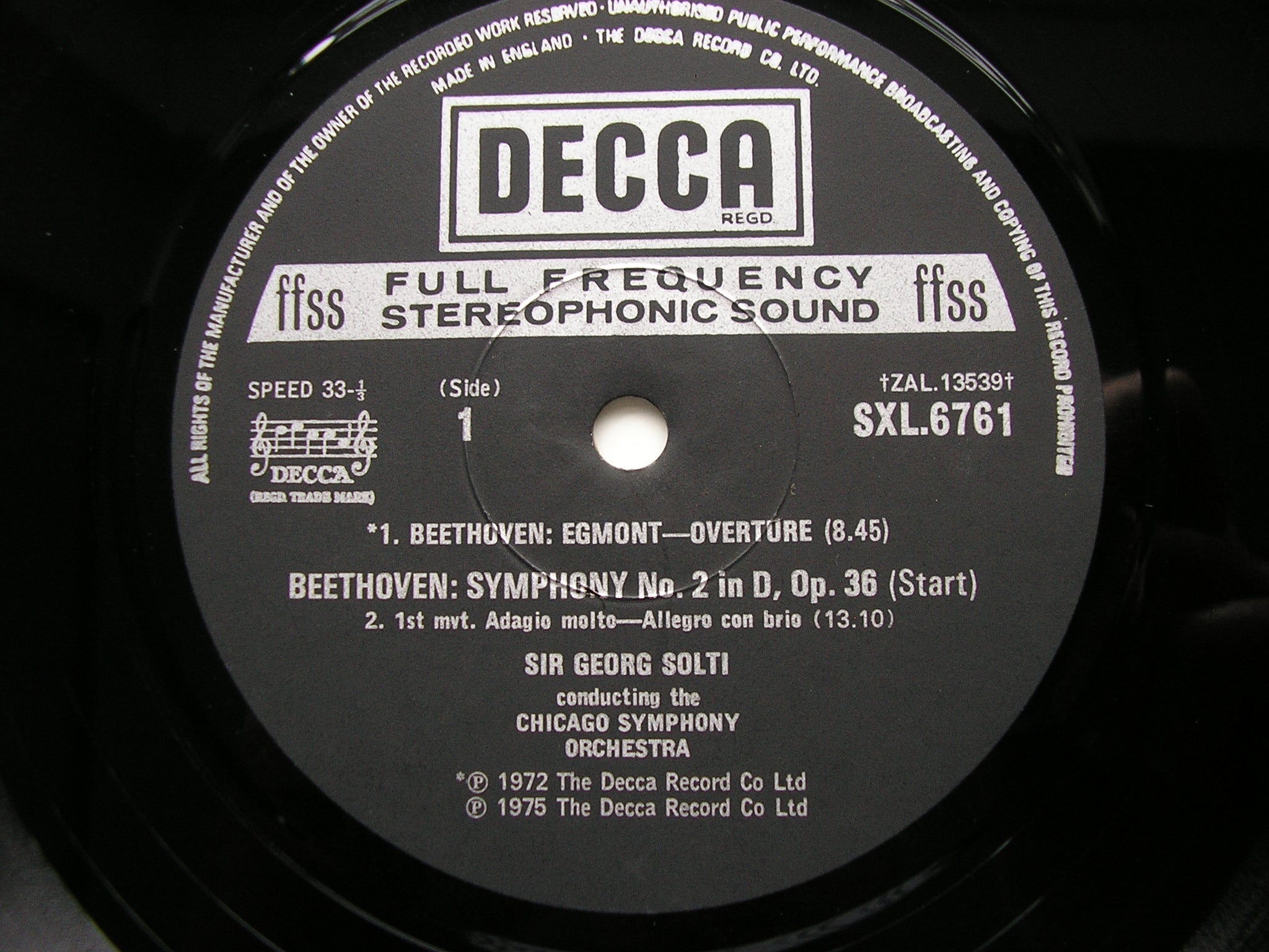 SXL 6761 BEETHOVEN: SYMPHONY No. 2 / OVERTURE Egmont SOLTI / CHICAGO SYMPHONY