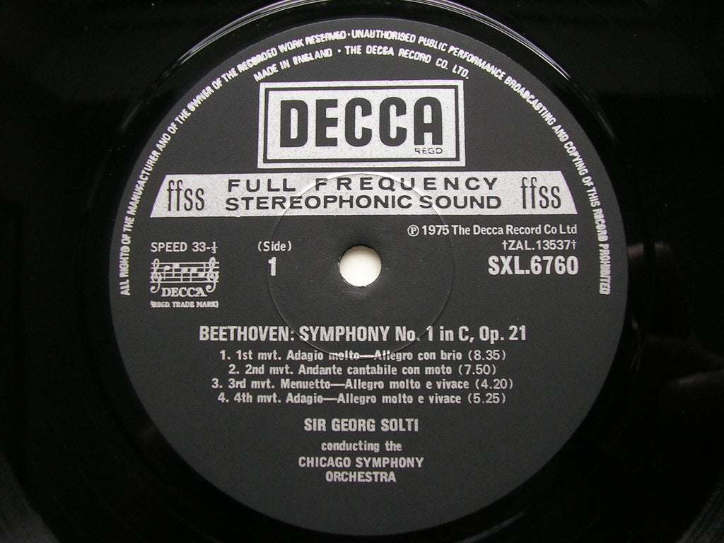 SXL 6760 BEETHOVEN: SYMPHONIES Nos. 1 & 8 SOLTI / CHICAGO SYMPHONY