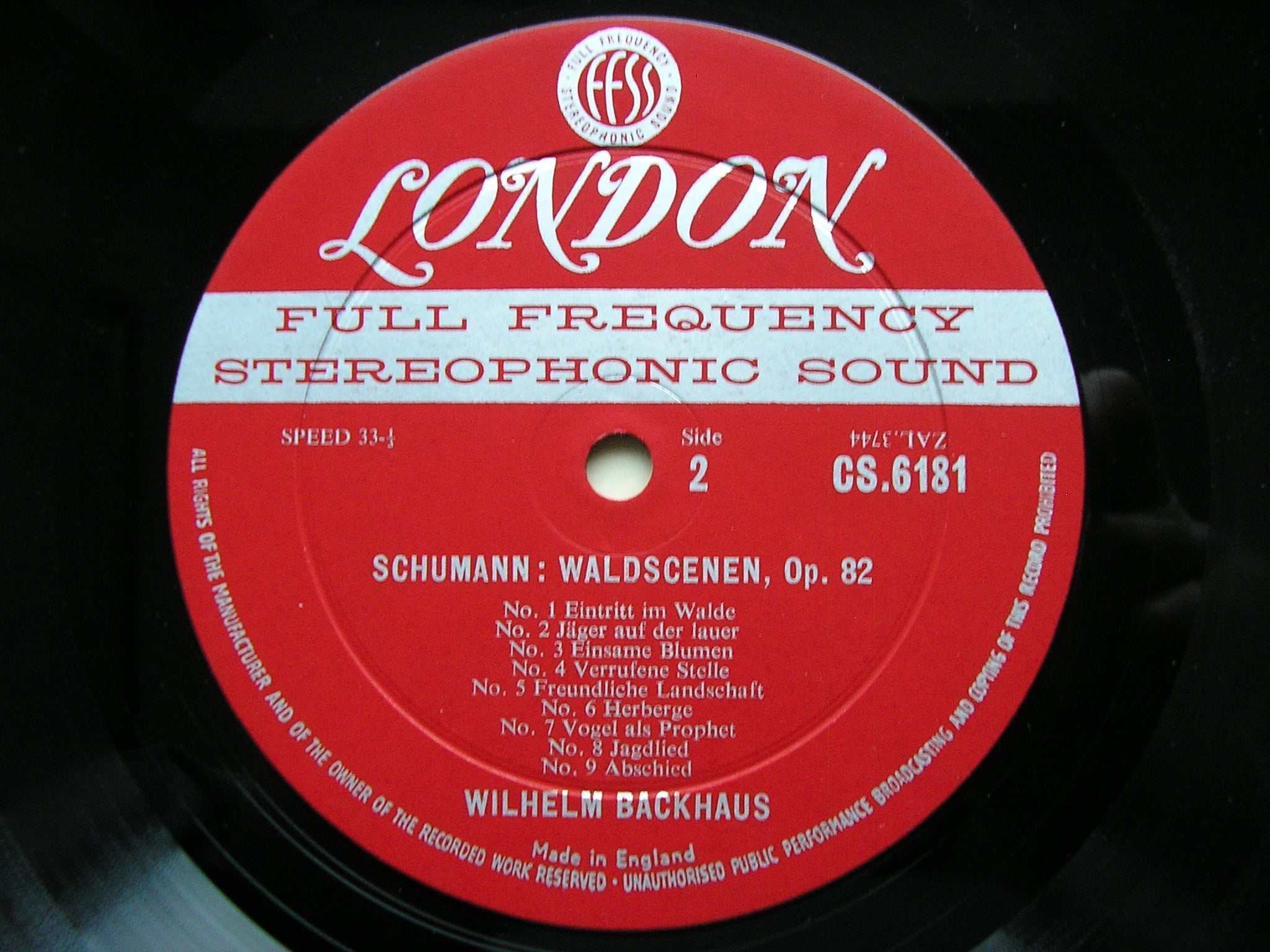 SCHUMANN: PIANO CONCERTO / WALDSCENEN     BACKHAUS / VIENNA PHILHARMONIC / WAND     CS 6181