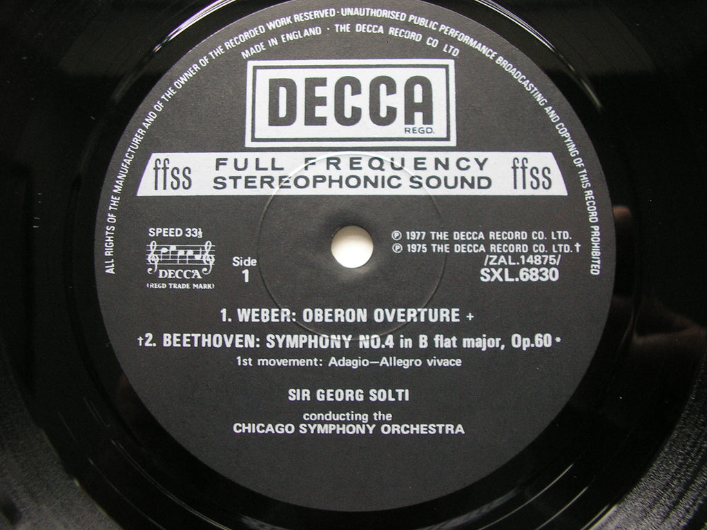 SXL 6830 BEETHOVEN: SYMPHONY No. 4 / WEBER: OVERTURE 'Oberon' SOLTI / CHICAGO SYMPHONY