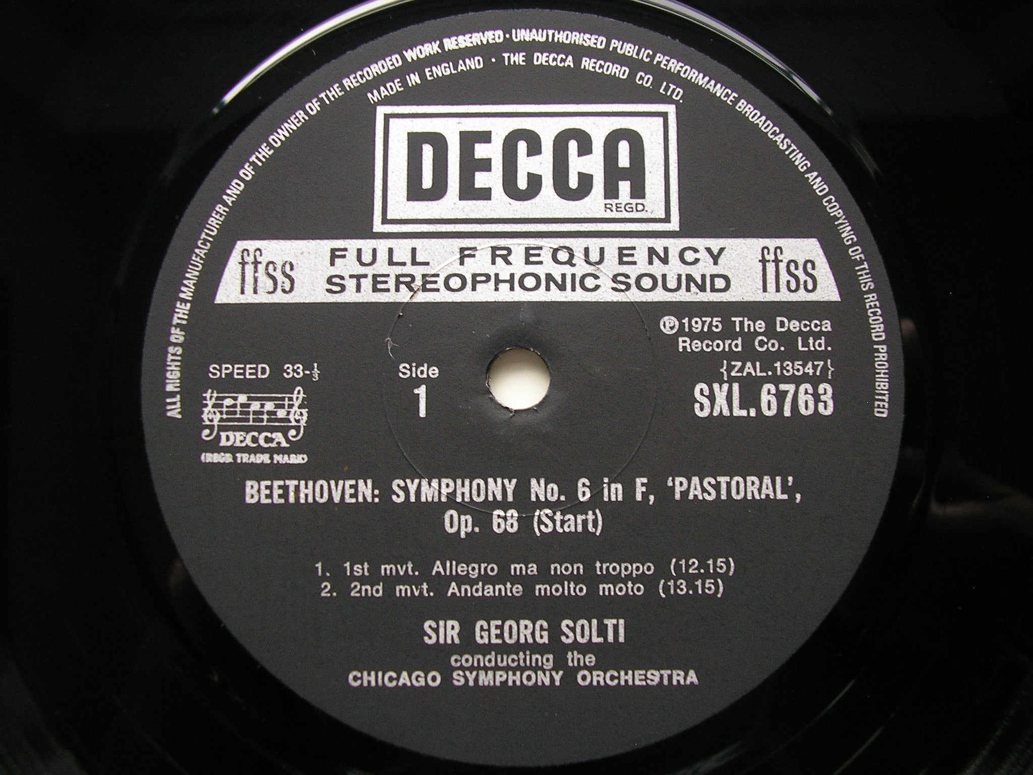 SXL 6763 BEETHOVEN SYMPHONY No. 6 'Pastoral' SOLTI / CHICAGO SYMPHONY
