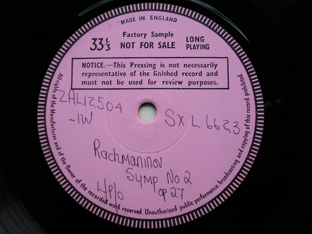 SXL 6623 RACHMANINOV: SYMPHONY No. 2 WELLER / LONDON PHILHARMONIC test pressing