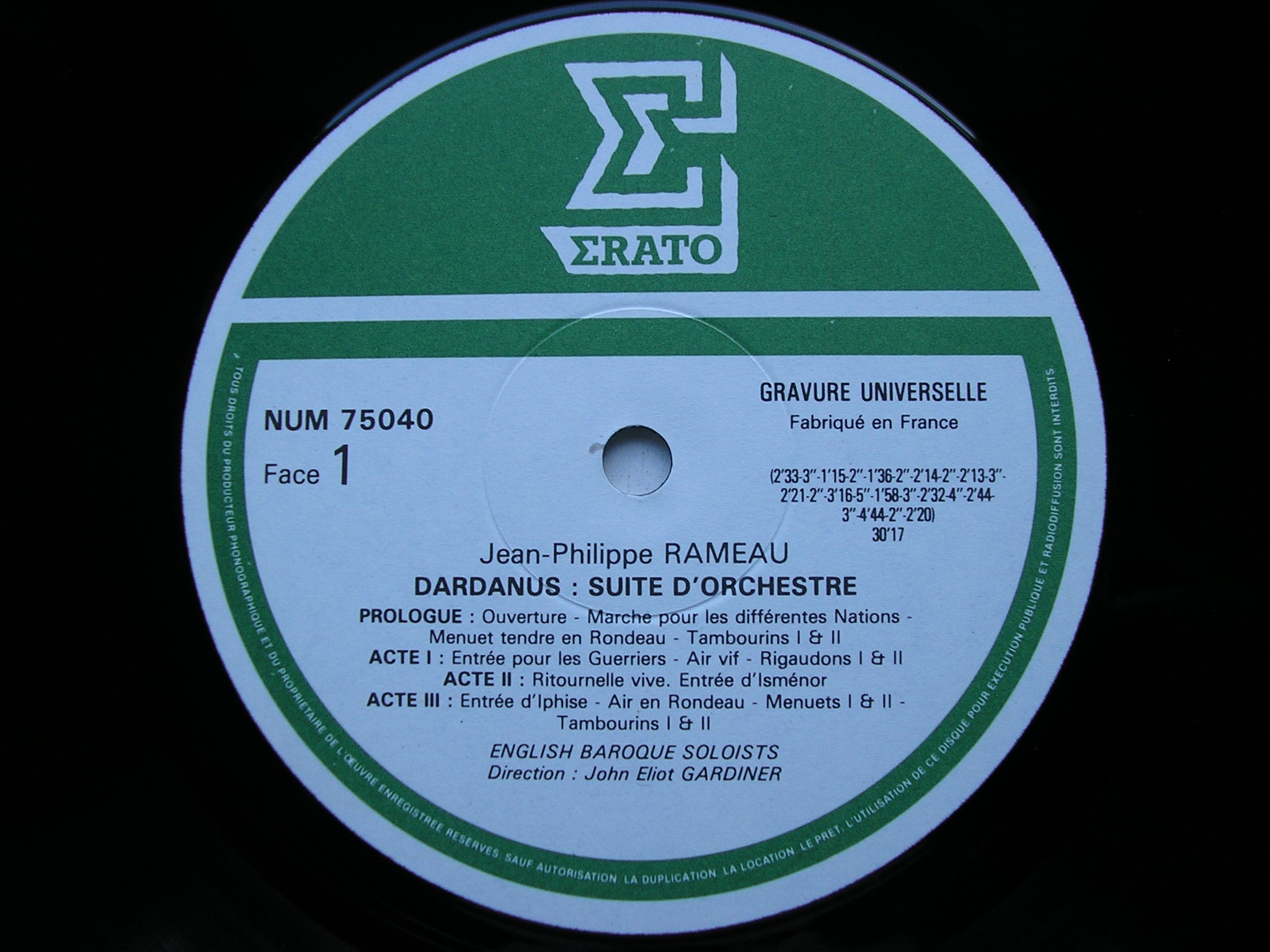RAMEAU: DARDANUS  Orchestral Suite     GARDINER / ENGLISH BAROQUE SOLOISTS    NUM 75040